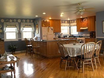 Spacious Eat-In Kitchen walks out to Sunny Deck
