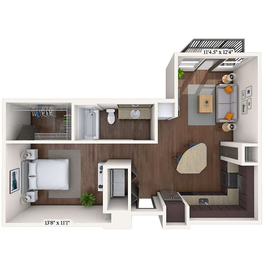 Floor plan Studio 0x1 703 SF