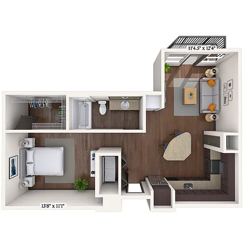 Floor plan Studio 0x1 703 SF