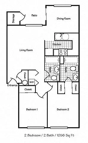 Floor plan 2x2 1056 SF