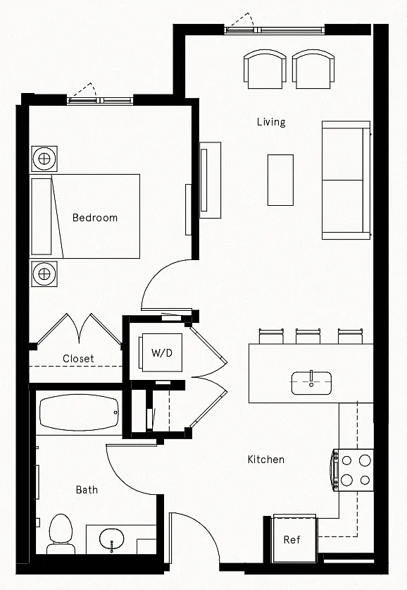Floor plan 1 Bed/1 Bath-D1