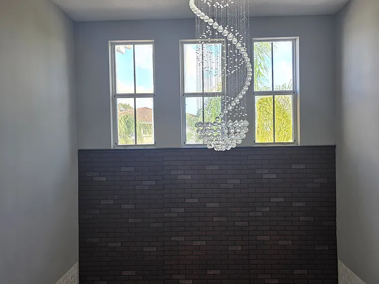 Living Room with Crystal Chandelier