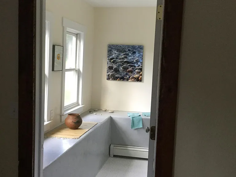 downstairs bathroom, great light. sink and toilet.