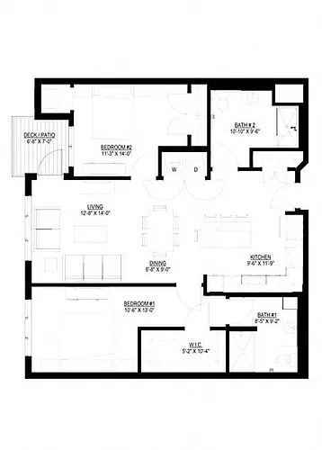 Floor plan Two Bedroom - G