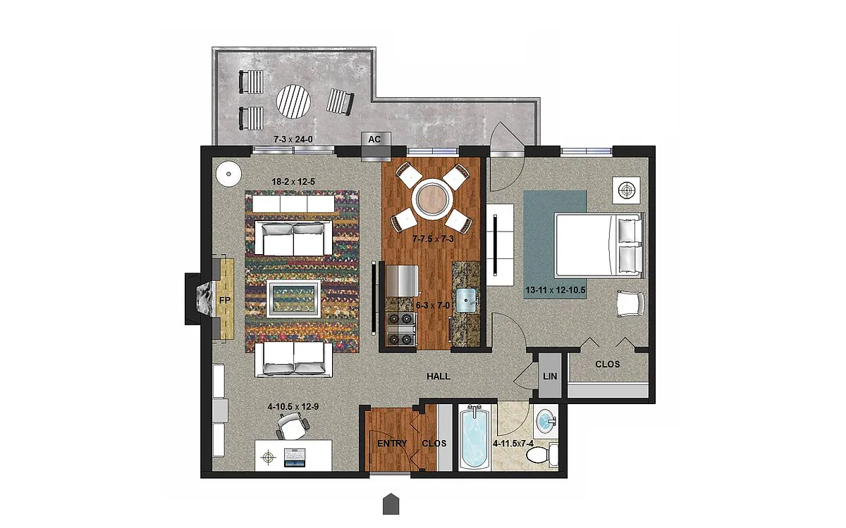 Floor plan 1 Bedroom C