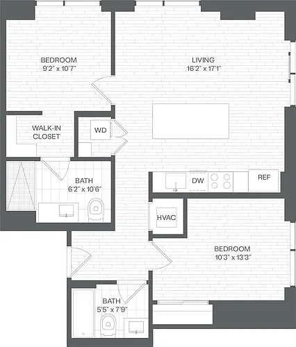 Floor plan 2 Bed/2 Bath-BG