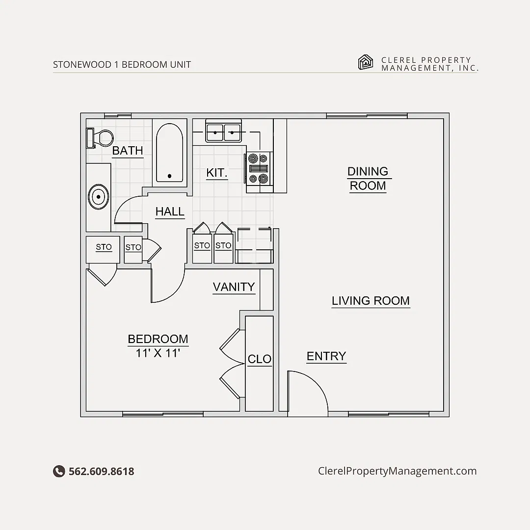 Floor plan 1 Bedroom 1 Bathroom