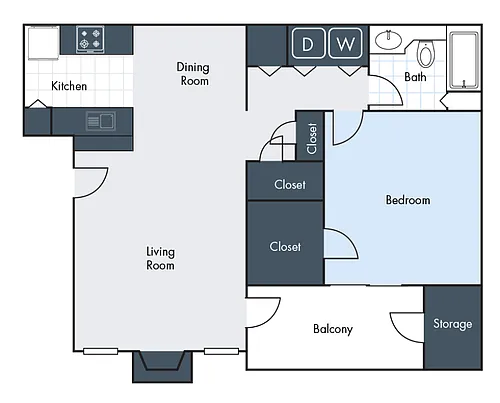 Floor plan A2 - One Bedroom