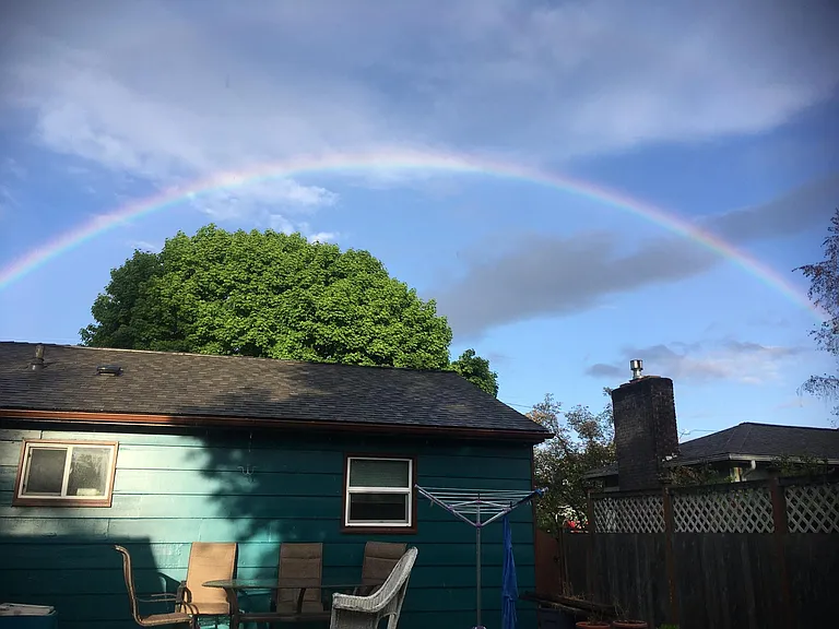 Backyard view of back of main house