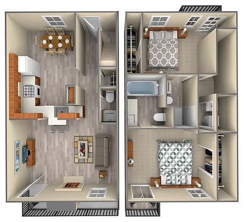 Floor plan 2 Bedroom 2.5 Bathroom