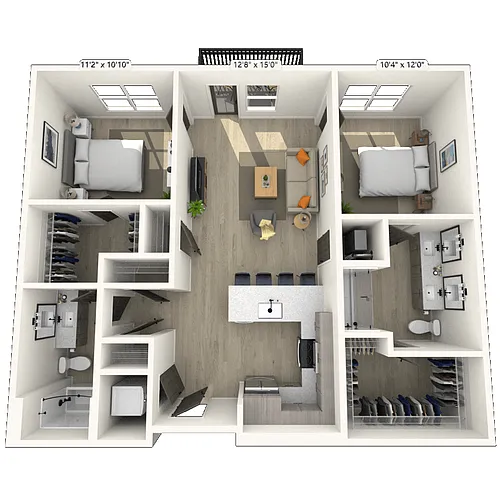 Floor plan B1 2x2 1065 SF-FP