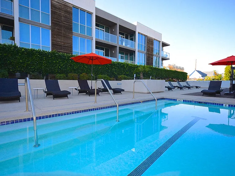 Fantastic sun deck and swimming pool at 12th Street Lofts in National City, California.