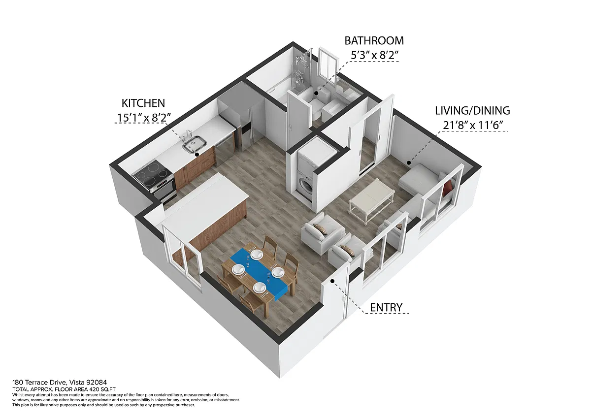 Floor plan Studio, 1 Bathroom