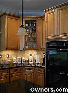 Corner Counter Space and Glass Cabinet