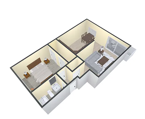 Floor plan 1 Bed 1 Bath Terrace
