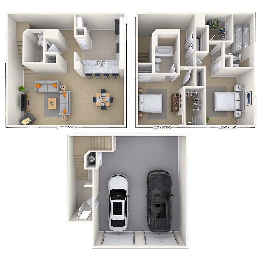 Floor plan Townhome 2x2.5 1324-2090 SF