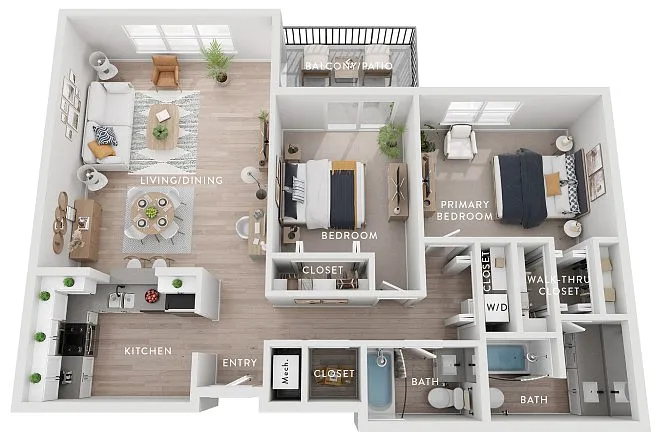 Floor plan Willow (C1h) 2 Bedroom Apartment