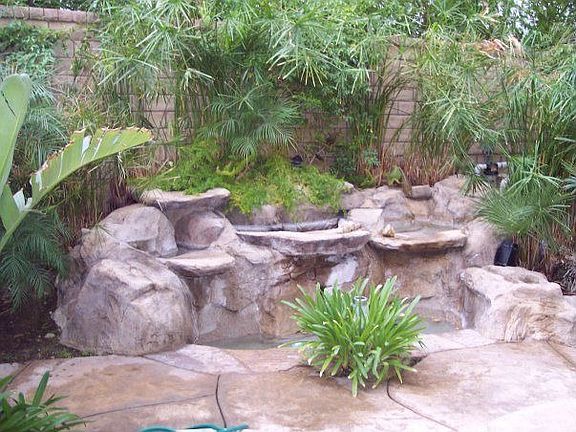 Waterfall outside dining area