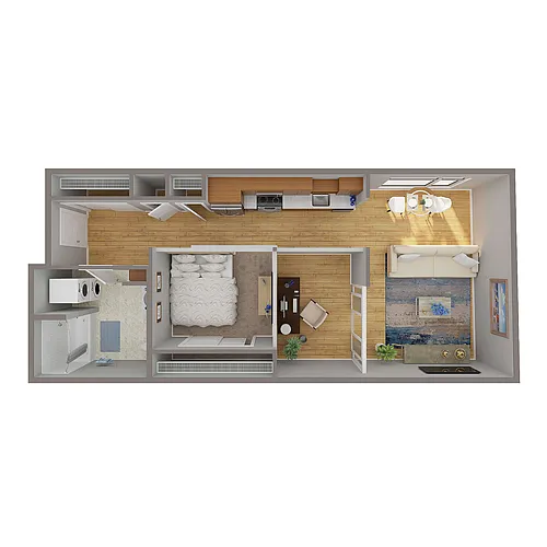 Floor plan 1 Bed/1 Bath Den Open - L