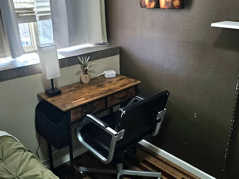 Office desk and chair with extra outlets