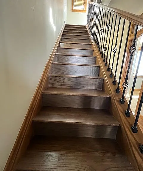 Custom knotty alder stairway