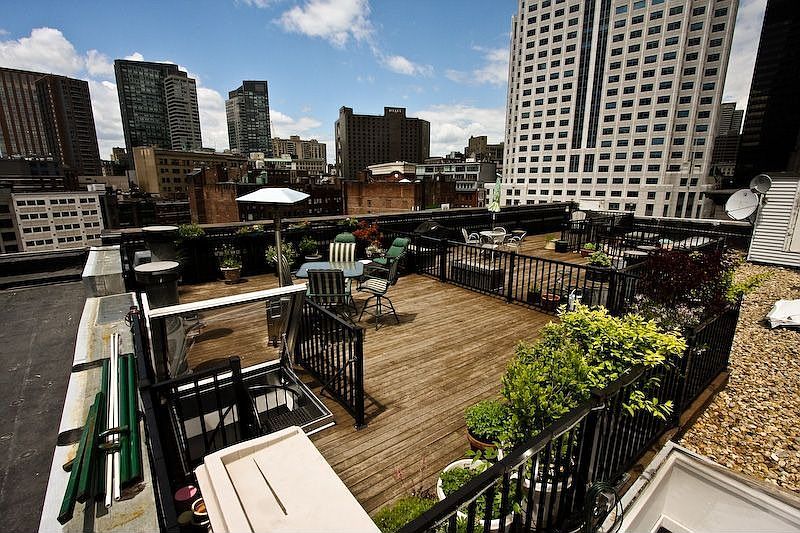 Private roof deck view of the Financial District