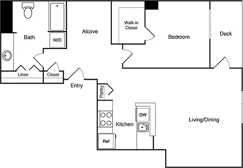 Floor plan 1 Bed 412 NW