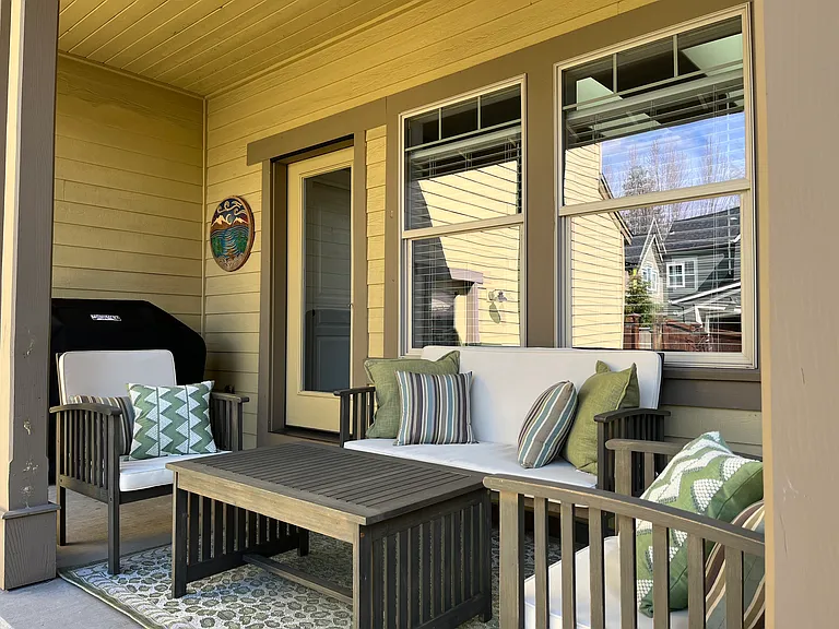 Back Porch and sitting area with BBQ