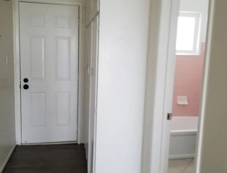Master bedroom going into the bathroom.