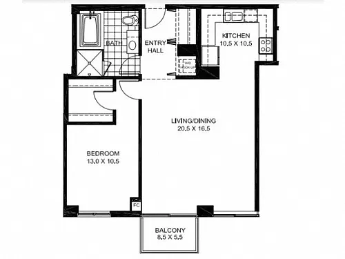 Floor plan A3 - 1 Bed