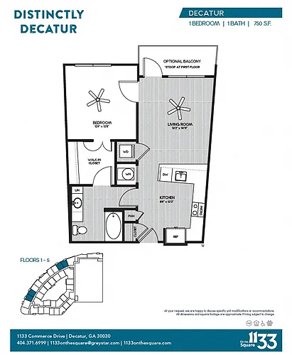 Floor plan 1J Decatur