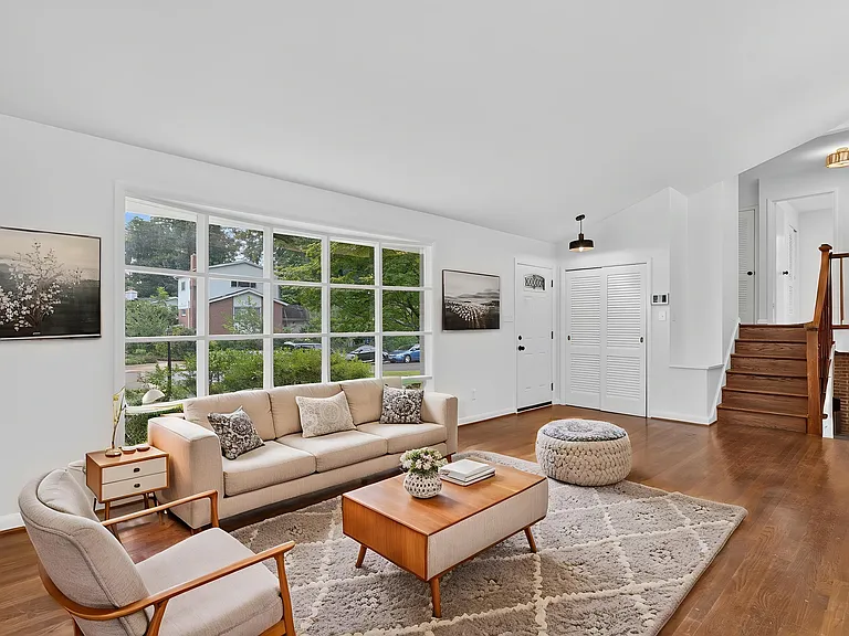 Living room with soaring ceiling