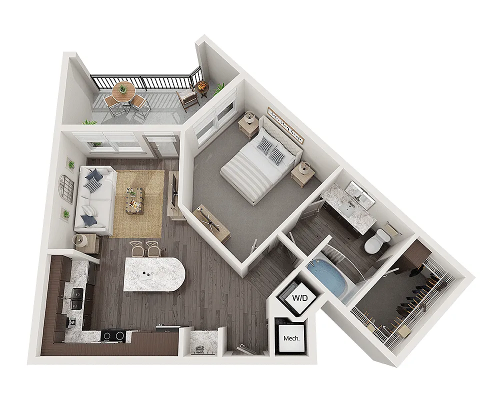 Floor plan One Bedroom A1O