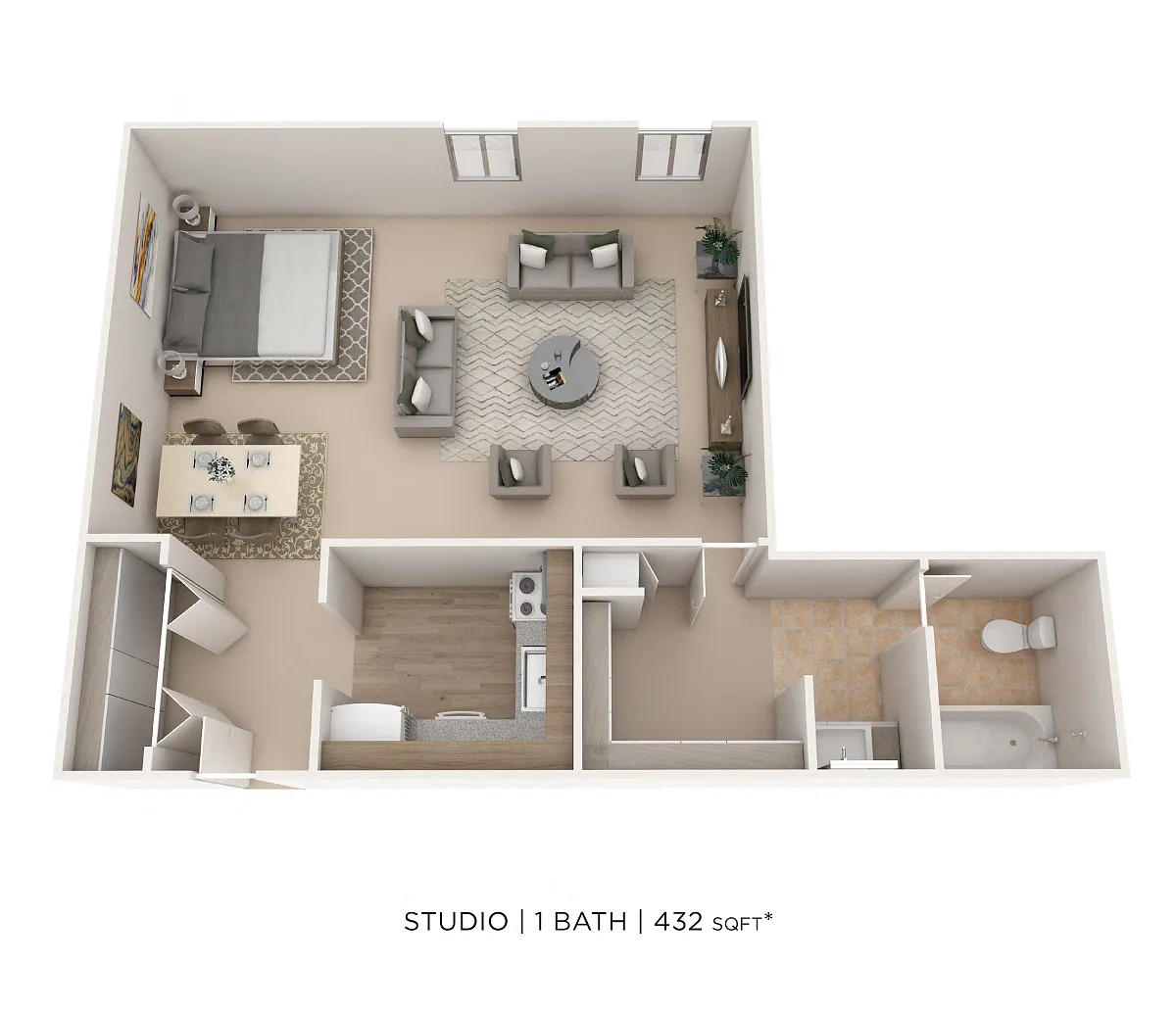 Floor plan Studio - 432 sqft