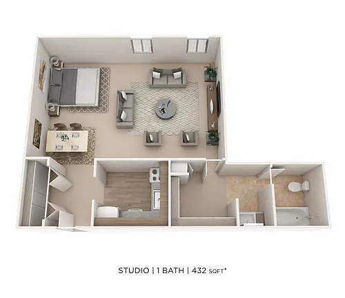 Floor plan Studio - 432 sqft