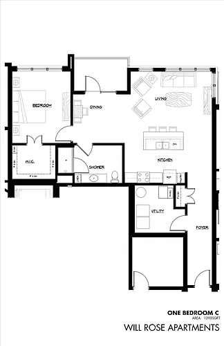 Floor plan Building A - One Bedroom C
