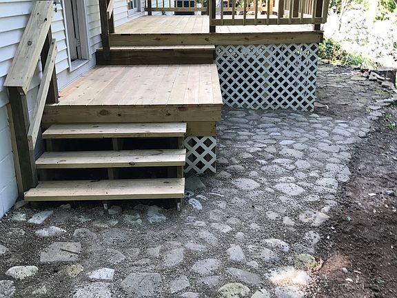 Deck and stone path