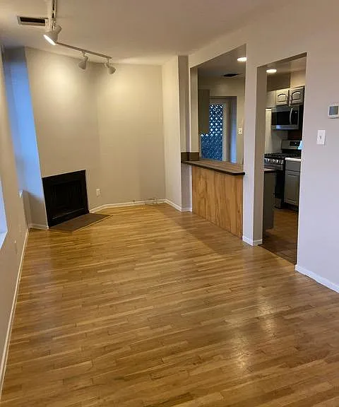 Living area with fireplace