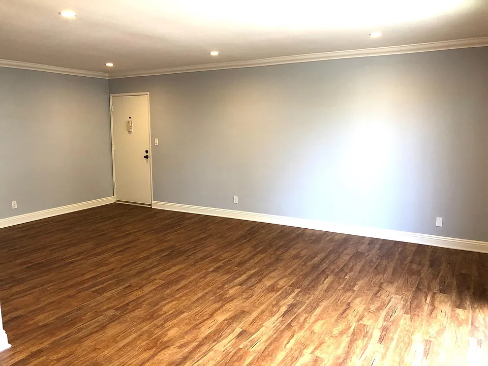 Front entry way into living room