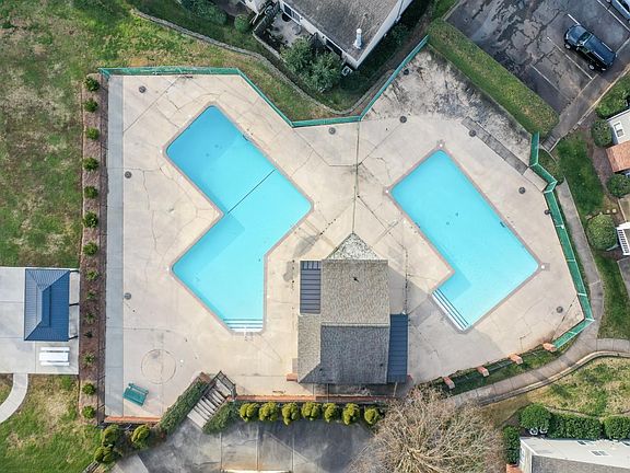 Aerial view of community pools