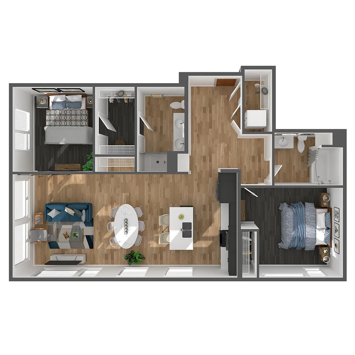 Floor plan 2 Bed, 2 Bath- C