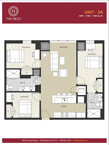 Floor plan 3 Bedroom Private Standard -Price Is Per Bedroom