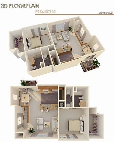 Floor plan 1 Bed 1 Bath w/ Attached Garage