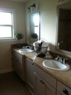 Fully remodeled master bath with doorless walking in shower