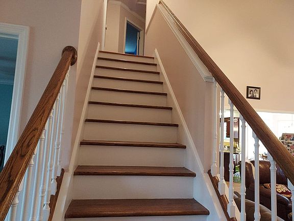 Hardwood stairs and landing