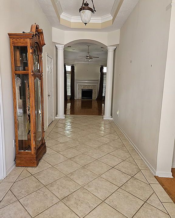 Grand entry hall.   Clock not