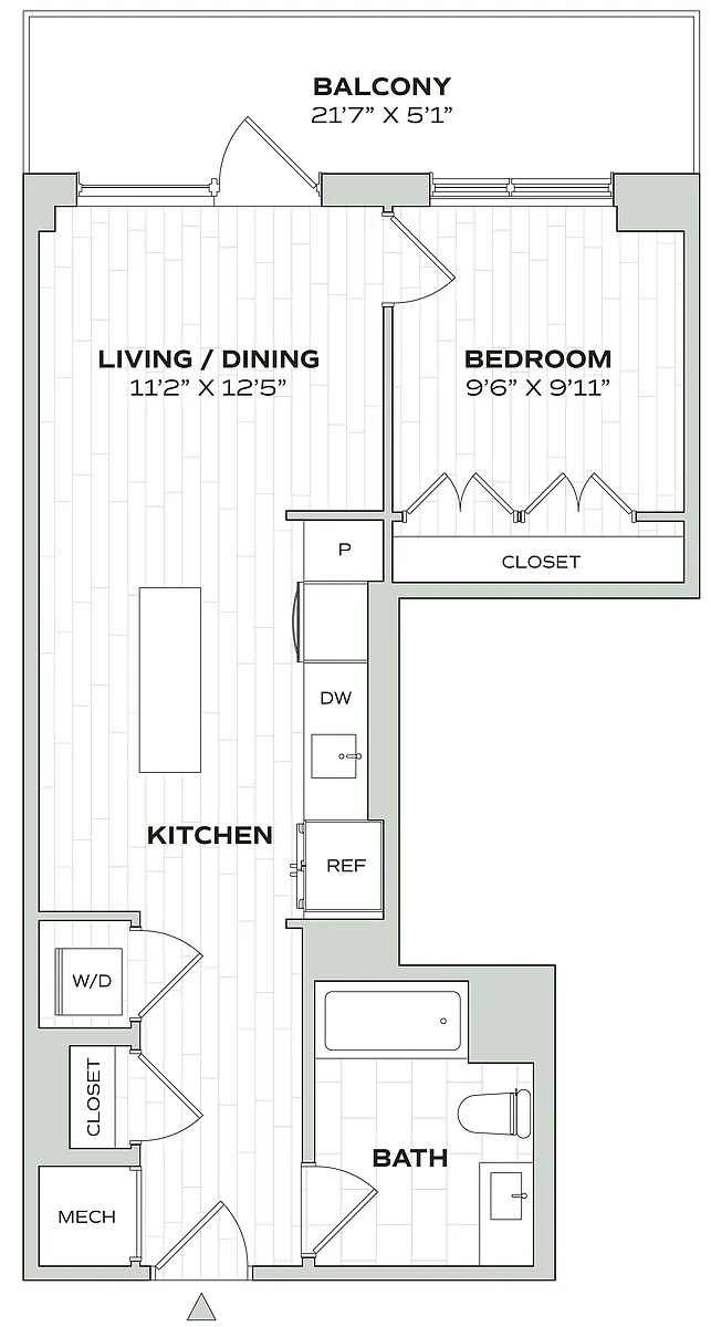 Floor plan 1 Bed/1 Bath - Alula - A01