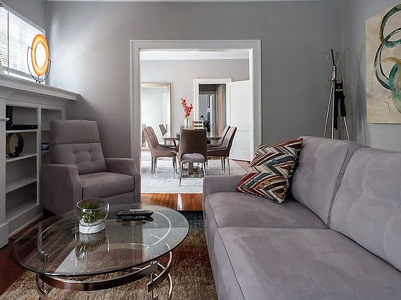 The open and airy living area and dining room.
