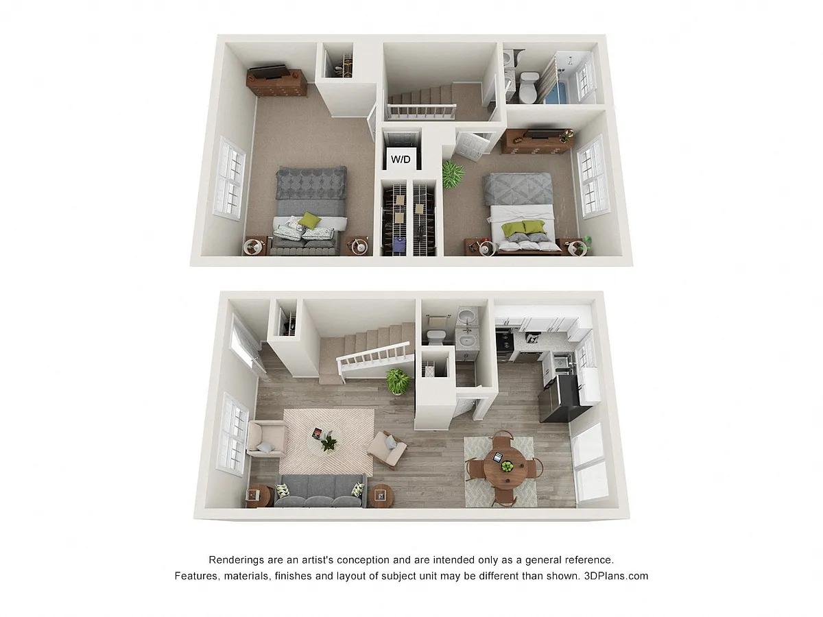 Floor plan 2 Bedroom, 1.5 Bathroom