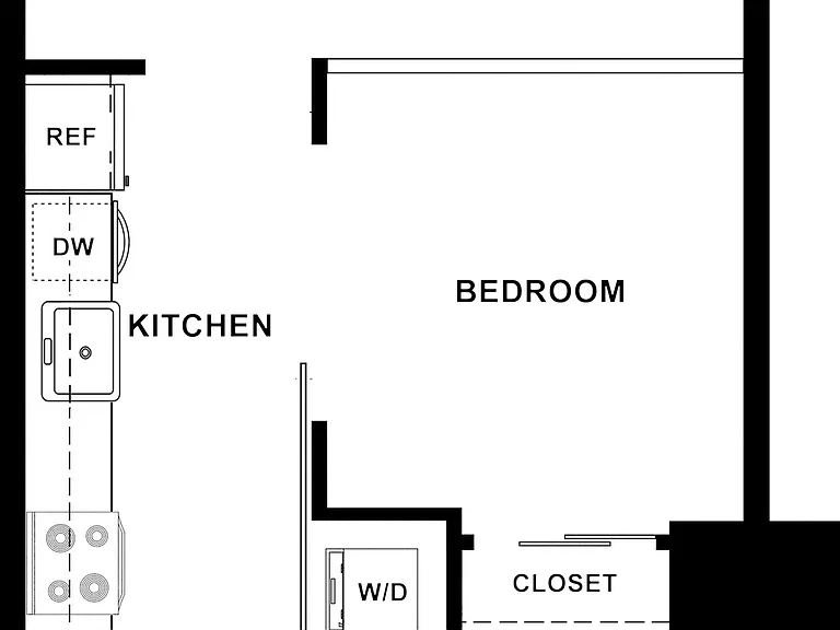 1x1 E, F Floor Plan 1x1 E, F Floor Plan